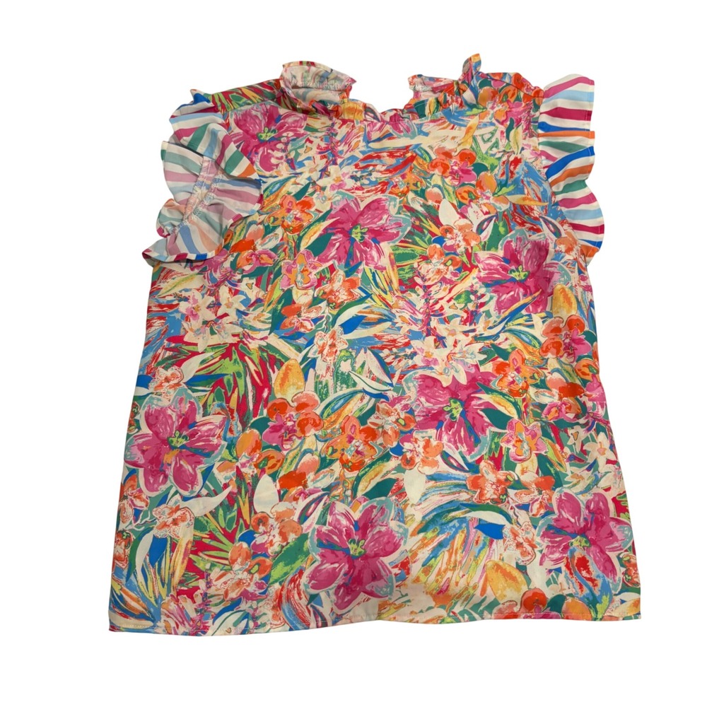 Flying Tomato Floral Ruffle Sleeve Multicolor Blouse